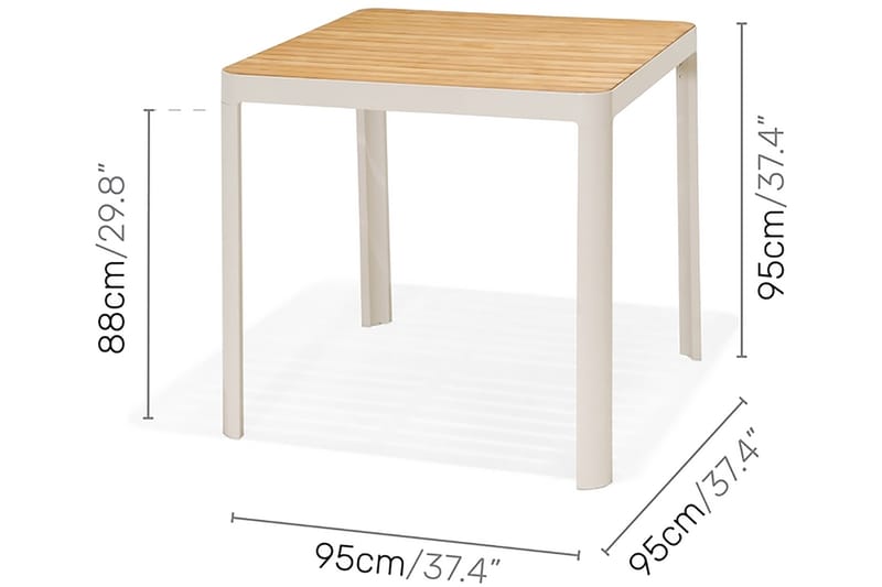 Baariryhmä Portals 95 cm + 4 Baarituoli - Valkoinen/Tiikki - Puutarhakalusteet - Ulkoryhmä - Ruokailuryhmät ulos