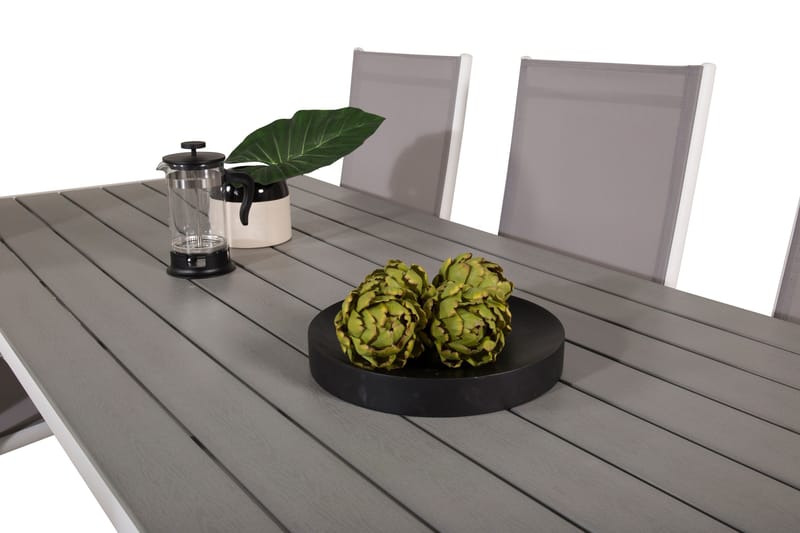 Buitepos Ruokapöytä ja 6 Buitepos Säätötuolia - Polywood/Valkoinen - Puutarhakalusteet - Ulkoryhmä - Ruokailuryhmät ulos