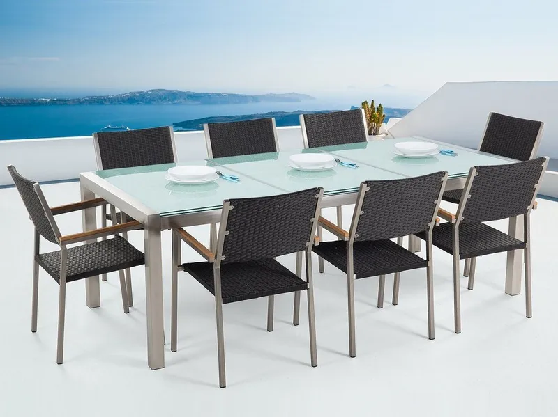 Grosseto Puutarhakalusteryhmä Pöytä + 8 tuolia, Musta