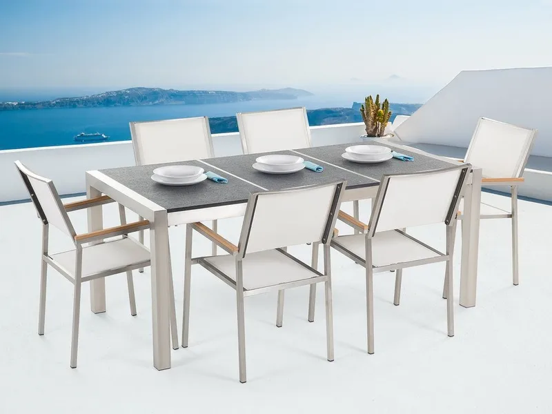 Grosseto Puutarhakalusteryhmä Pöytä + 6 tuolia, Harmaa