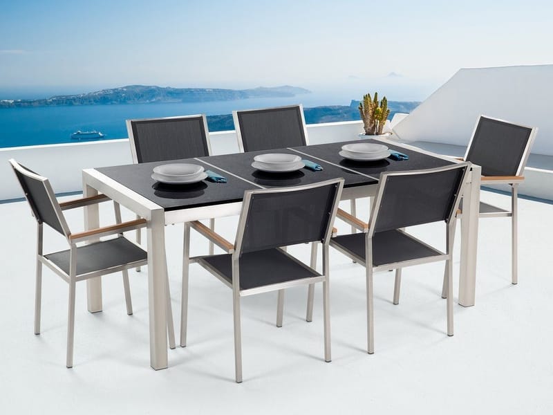 Grosseto Puutarhakalusteryhmä Pöytä + 6 tuolia, Musta