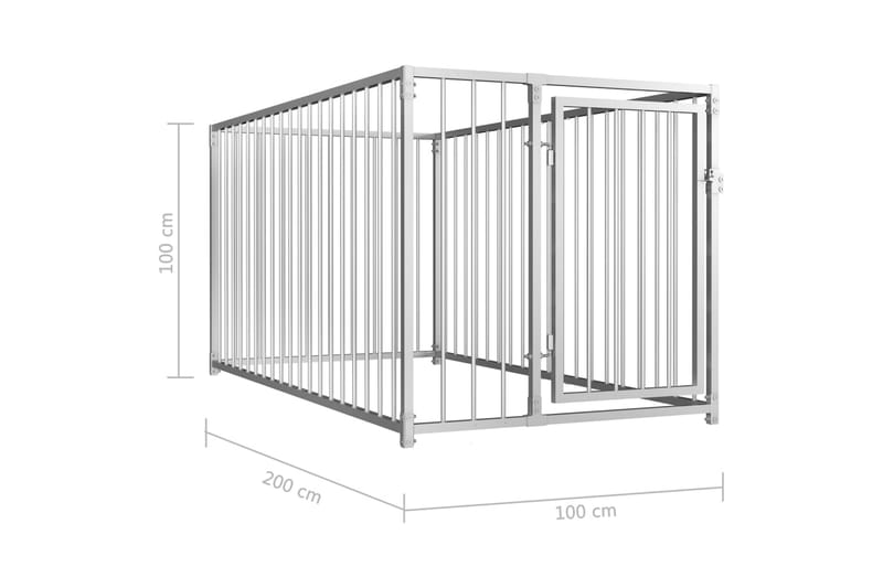 Koiran ulkohäkki 100x200x100 cm - Hopea - Puutarhakalusteet - Ulkoryhmä - Ruokailuryhmät ulos