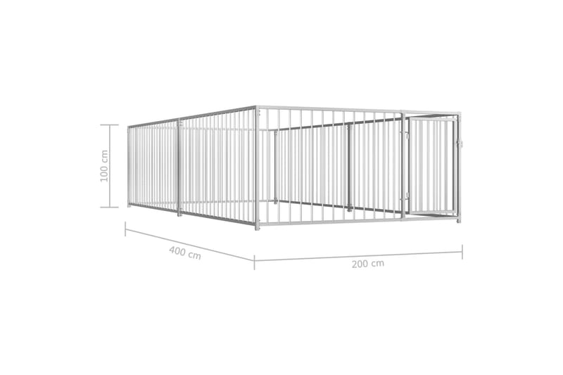 Koiran ulkohäkki 200x400x100 cm - Hopea - Puutarhakalusteet - Ulkoryhmä - Ruokailuryhmät ulos