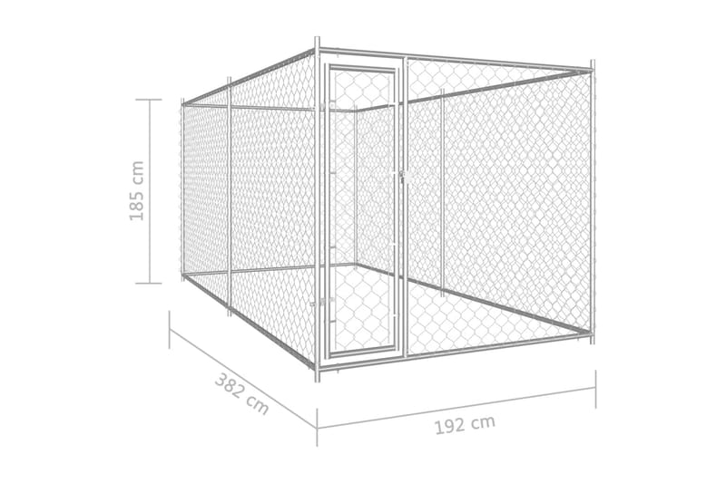 Koiran ulkohäkki 382x192x185 cm - Hopea - Puutarhakalusteet - Ulkoryhmä - Ruokailuryhmät ulos