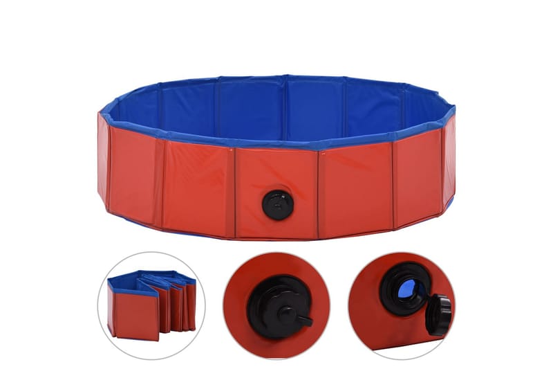 Kokoontaitettava koiran uima-allas punainen 80x20 cm PVC - Puutarhakalusteet - Ulkoryhmä - Ruokailuryhmät ulos