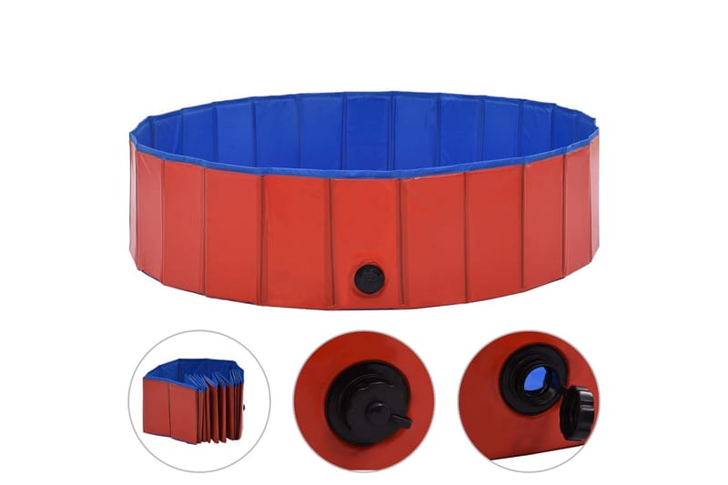 Kokoontaitettava koiran uima-allas punainen 120x30 cm PVC - Puutarhakalusteet - Ulkoryhmä - Ruokailuryhmät ulos