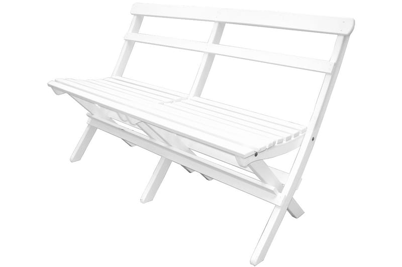 Larios Ruokailuryhmä 2 kokoontaittuvaa tuolia ja penkki - Valkoinen - Puutarhakalusteet - Ulkoryhmä - Ruokailuryhmät ulos