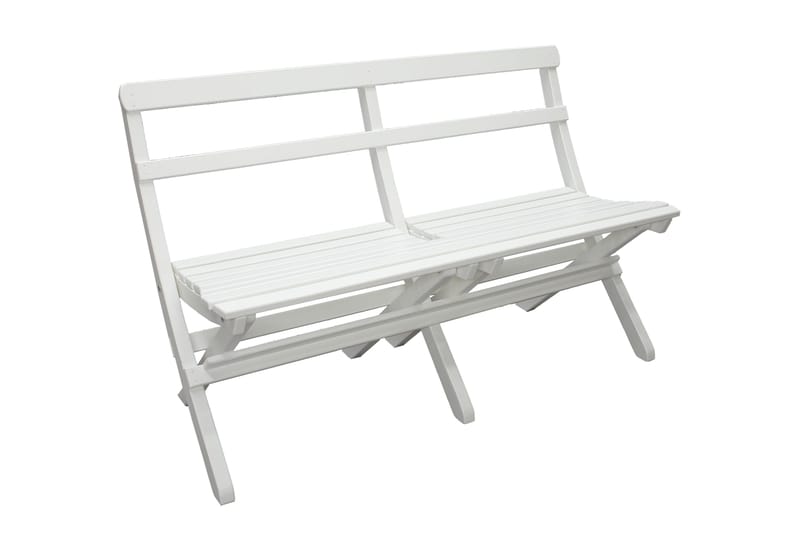 Larios Ruokailuryhmä 2 kokoontaittuvaa tuolia ja penkki - Valkoinen - Puutarhakalusteet - Ulkoryhmä - Ruokailuryhmät ulos