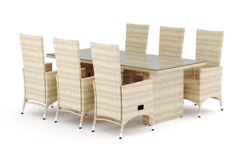 Majestic ulkoruokaryhmä 210 + 6 Jenny-säädettävää nojatuolia Comfort Garden Beige