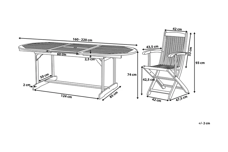 Puutarhakaluste Pöytä + 8 tuolia Maui - Puu/Luonnonväri - Puutarhakalusteet - Ulkoryhmä - Ruokailuryhmät ulos