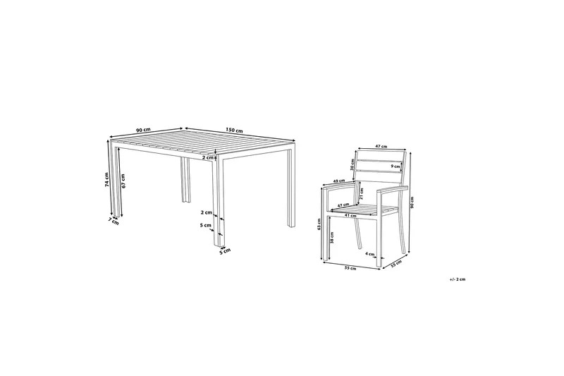 Puutarhakaluste Pöytä + 6 tuolia Como - Puutarhakalusteet - Ulkoryhmä - Ruokailuryhmät ulos