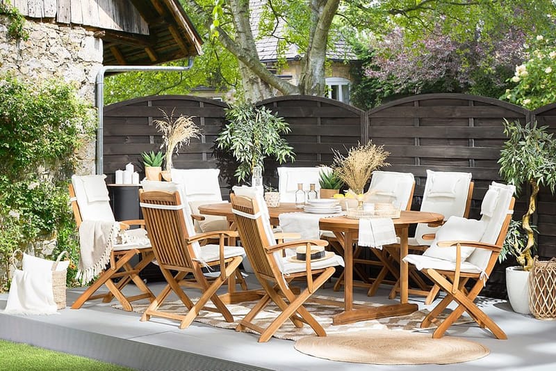 Puutarhakaluste Pöytä + 8 tuolia Maui, Puu/Luonnonväri