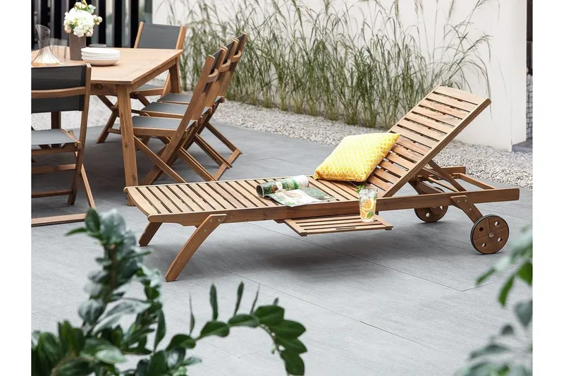 Puutarhakaluste pöytä + 8 tuolia + Leposohva 2 kpl Cesana - Puu/Luonnonväri - Puutarhakalusteet - Ulkoryhmä - Ruokailuryhmät ulos