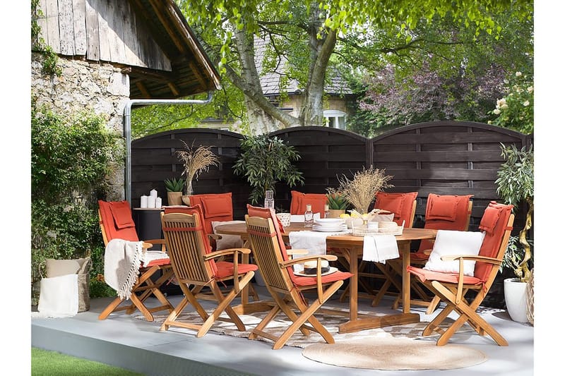 Puutarhakaluste Pöytä + 8 tuolia Maui, Puu/Luonnonväri