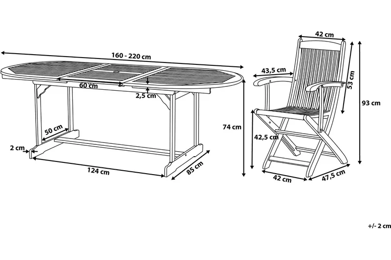 Puutarhakaluste Pöytä + 8 tuolia Maui - Puu/Luonnonväri - Puutarhakalusteet - Ulkoryhmä - Ruokailuryhmät ulos