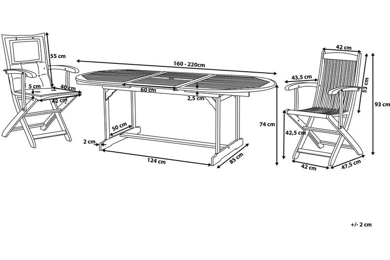 Puutarhakaluste Pöytä + 8 tuolia Maui - Puu/Luonnonväri - Puutarhakalusteet - Ulkoryhmä - Ruokailuryhmät ulos