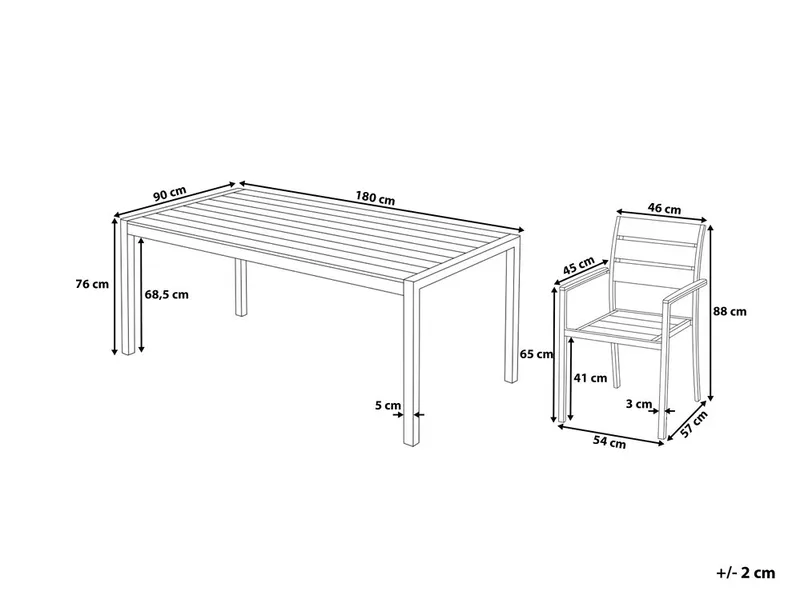 Puutarhakaluste Pöytä + 6 tuolia Vernio - Puutarhakalusteet - Ulkoryhmä - Ruokailuryhmät ulos