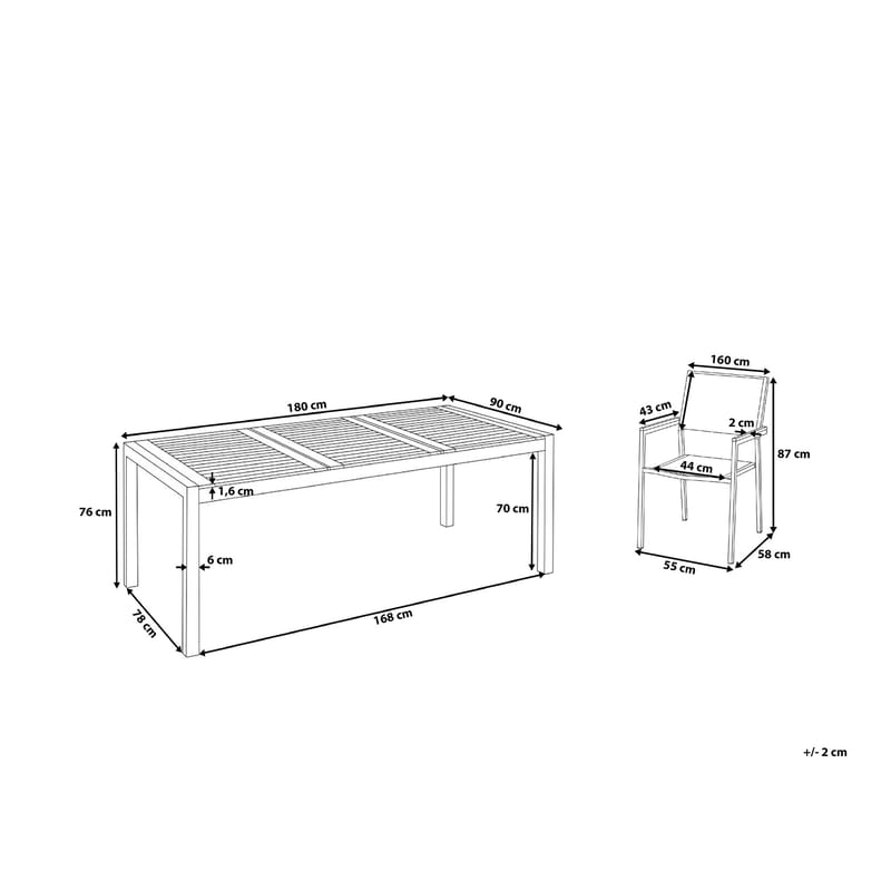 Puutarhakalusteet Pöytä + 6 Grosseto tuolia - Harmaa - Puutarhakalusteet - Ulkoryhmä - Ruokailuryhmät ulos