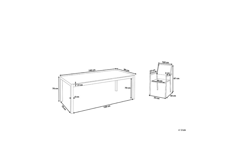 Puutarhakalustepaketti Grosseto Pöytä+6 tuolia - Beige - Puutarhakalusteet - Ulkoryhmä - Ruokailuryhmät ulos