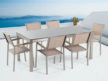 Puutarhakalustepaketti Grosseto Pöytä+6 tuolia - Beige - Puutarhakalusteet - Ulkoryhmä - Ruokailuryhmät ulos