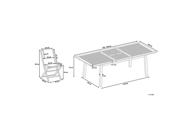 Puutarhakalustepaketti Pöytä + 8 tuolia Cesana - Puu/Luonnonväri - Puutarhakalusteet - Ulkoryhmä - Ruokailuryhmät ulos