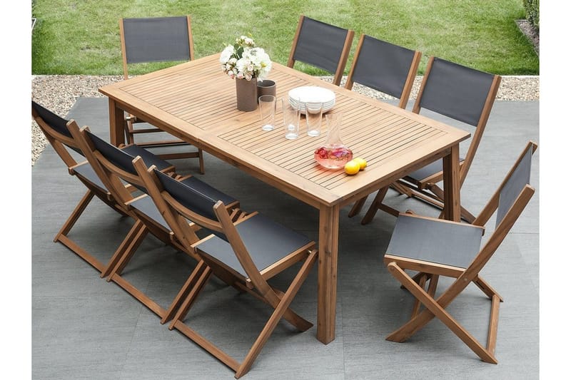 Puutarhakalustepaketti Pöytä + 8 tuolia Cesana, Puu/Luonnonväri