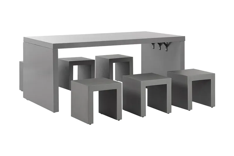 Puutarhakalustesetti Taranto Pöytä ja 6 tuolia, Harmaa