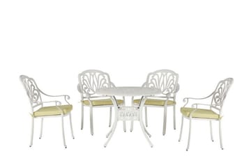 Puutarhakalustesetti Pöytä ja 4 tuolia Valkoinen ANCONA - Valkoinen - Puutarhakalusteet - Ulkoryhmä - Ruokailuryhmät ulos