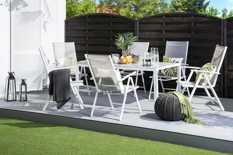 Puutarhakalustesetti Pöytä + 6 tuolia Catania, Harmaa