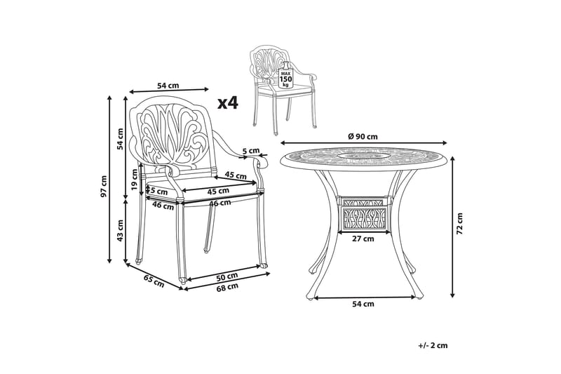 Puutarhakalustesetti Pöytä ja 4 tuolia Valkoinen ANCONA - Valkoinen - Puutarhakalusteet - Ulkoryhmä - Ruokailuryhmät ulos