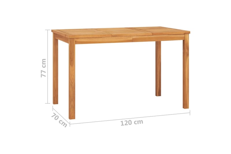 Puutarhan ruokapöytä 120x70x77 cm täysi tiikki - Ruskea - Puutarhakalusteet - Ulkoryhmä - Ruokailuryhmät ulos