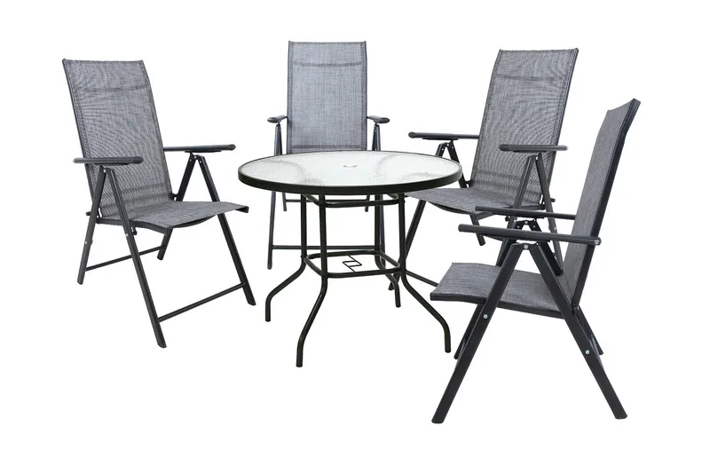 Puutarharyhmä Dublin 4 kokoontaitettavalla tuolilla - Puutarhakalusteet - Ulkoryhmä - Ruokailuryhmät ulos