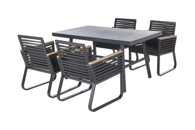 Puutarhasenkki Pöytä ja 4 tuolia CANETTO, Musta