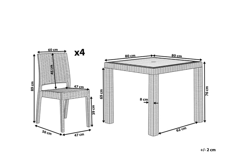 Puutarhasenkki Pöytä ja 4 tuolia FOSSANO - Valkoinen - Puutarhakalusteet - Ulkoryhmä - Ruokailuryhmät ulos