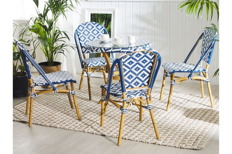 Puutarhasetti 4 tuolilla Rifreddo - Sininen - Puutarhakalusteet - Ulkoryhmä - Ruokailuryhmät ulos