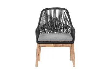 Puutarhasetti pyöreällä pöydällä ja 4 tuolilla OLBIA - Harmaa - Puutarhakalusteet - Ulkoryhmä - Ruokailuryhmät ulos