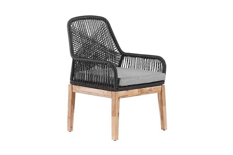 Puutarhasetti pyöreällä pöydällä ja 4 tuolilla OLBIA - Harmaa - Puutarhakalusteet - Ulkoryhmä - Ruokailuryhmät ulos