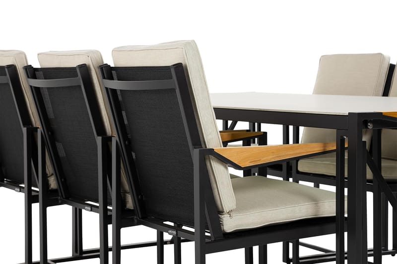 Ruokailuryhmä Östermalm 200x100 cm 6 tuolia - Musta - Puutarhakalusteet - Ulkoryhmä - Ruokailuryhmät ulos