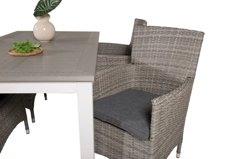 Ruokailuryhmä Albany 152 cm 4 Malin tuolia - Harmaa - Puutarhakalusteet - Ulkoryhmä - Ruokailuryhmät ulos