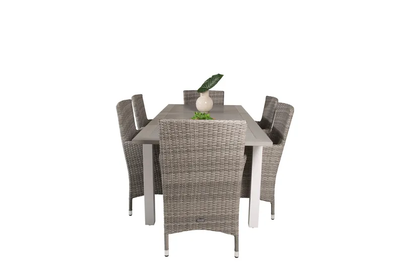 Ruokailuryhmä Albany 152 cm 6 Malin tuolia, Harmaa