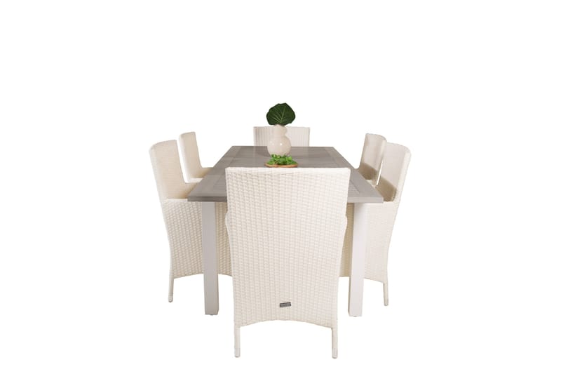 Ruokailuryhmä Albany 152 cm 6 Malin tuolia - Valkoinen - Puutarhakalusteet - Ulkoryhmä - Ruokailuryhmät ulos