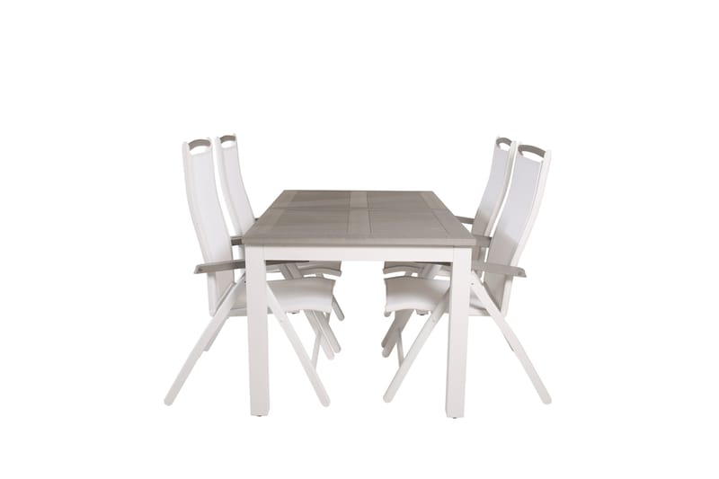 Ruokailuryhmä Albany Jatk 152-210 cm 4 tuolia - Harmaa/Valkoinen - Puutarhakalusteet - Ulkoryhmä - Ruokailuryhmät ulos