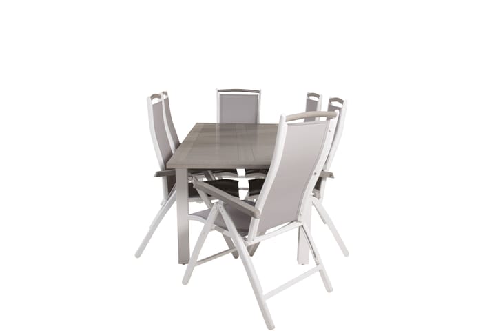 Ruokailuryhmä Albany Jatk 152-210 cm 6 tuolia Harmaa/Valk - Venture Home - Ruokailuryhmät ulos