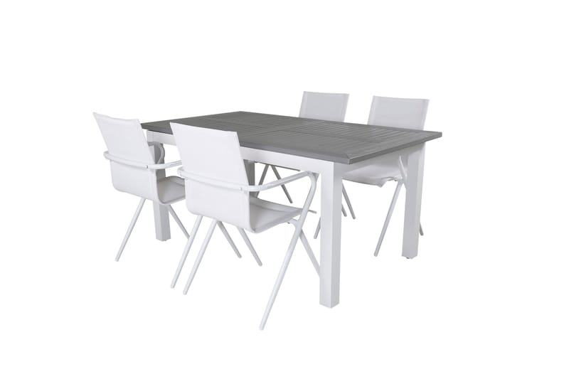 Ruokailuryhmä Albany Jatk 152 cm 4 Alina tuolia, Harmaa/Valkoinen