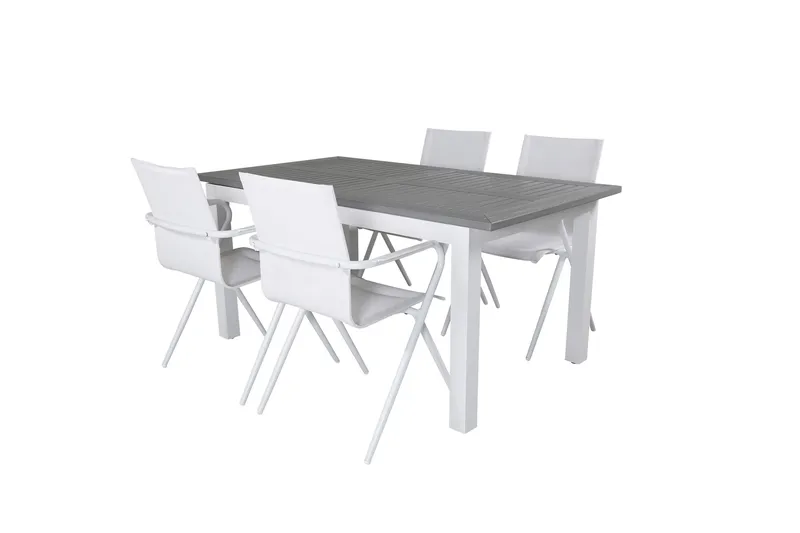 Ruokailuryhmä Albany Jatk 152 cm 4 Alina tuolia, Harmaa/Valkoinen