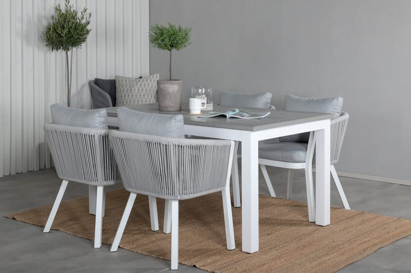 Ruokailuryhmä Albany Jatk 152cm 4 Virya tuolia - Harmaa/Valkoinen - Puutarhakalusteet - Ulkoryhmä - Ruokailuryhmät ulos