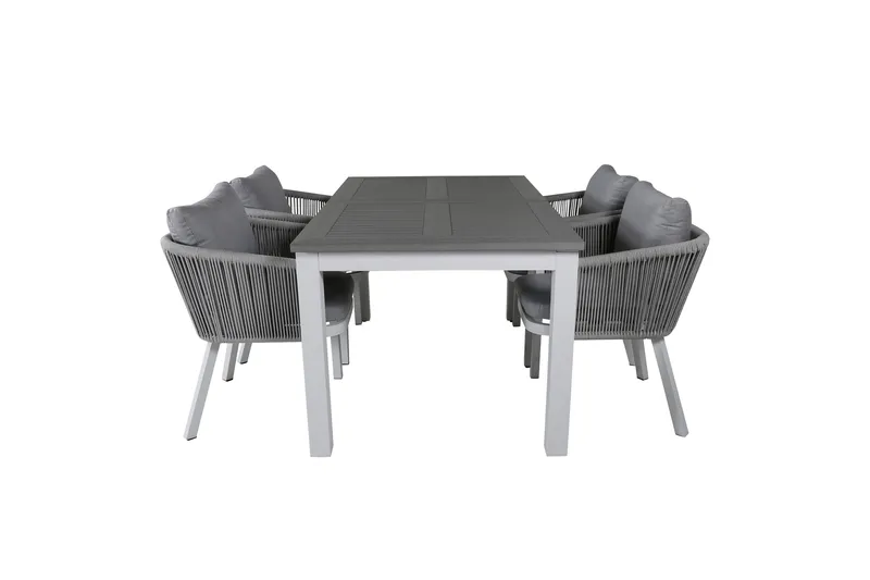 Ruokailuryhmä Albany Jatk 152cm 4 Virya tuolia, Harmaa/Valkoinen