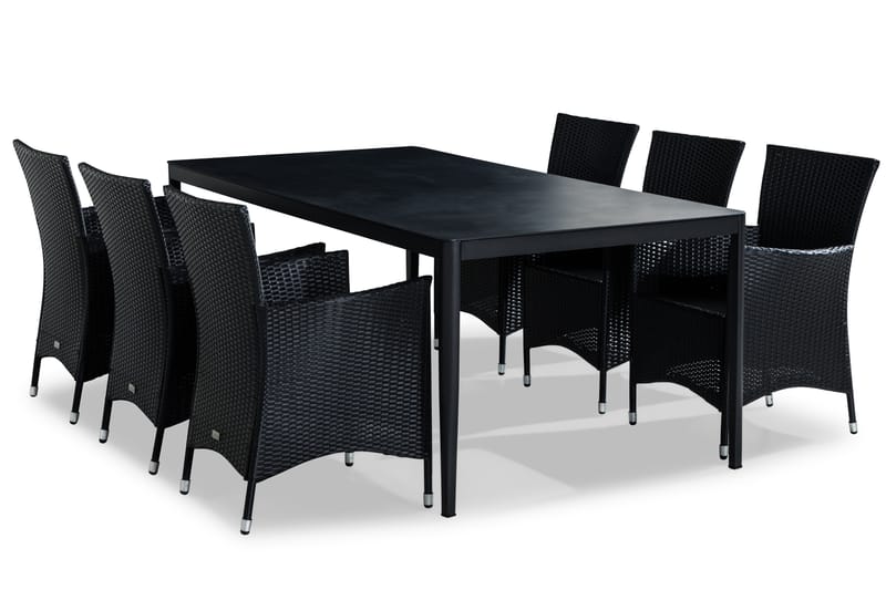 Ruokailuryhmä Alex 200x100 cm 6 Thor tuolia - Musta/Harmaa Kivijälj. - Puutarhakalusteet - Ulkoryhmä - Ruokailuryhmät ulos