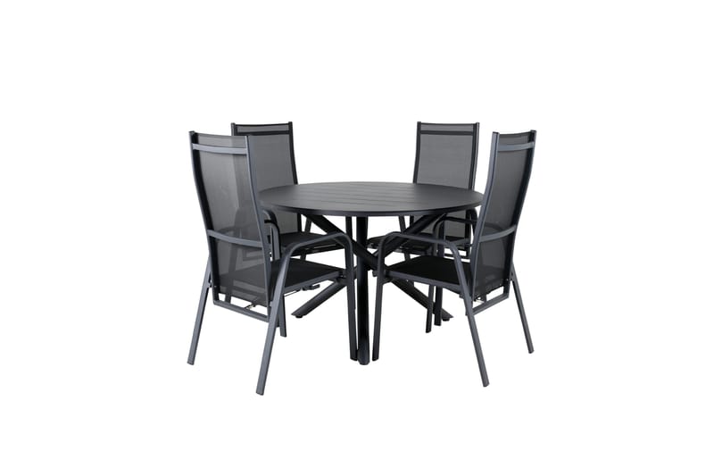 Ruokailuryhmä Alma Pyöreä 120 cm 4 Copacabana tuolia, Musta