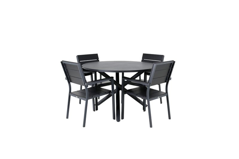 Ruokailuryhmä Alma Pyöreä 120 cm 4 Levels tuolia, Musta